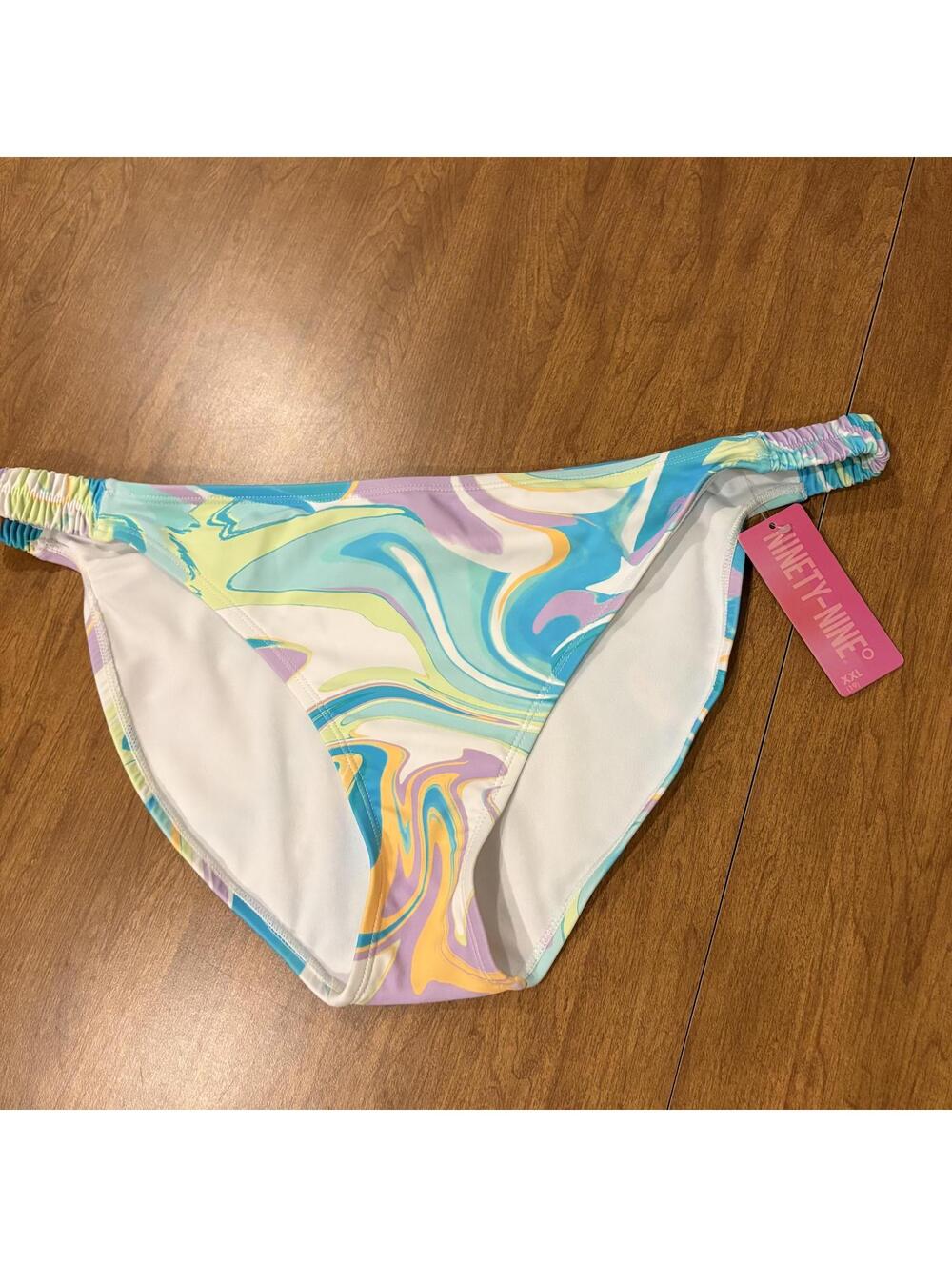 Ninety-Nine Swirl Bikini Bottoms XXL Blue Purple Orange Psychedelic NWT Swim